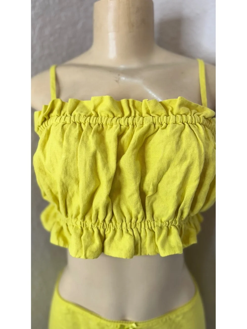 Wild Fable Yellow Linen Blend 2 Piece Crop Top Maxi Skirt Set M/XL